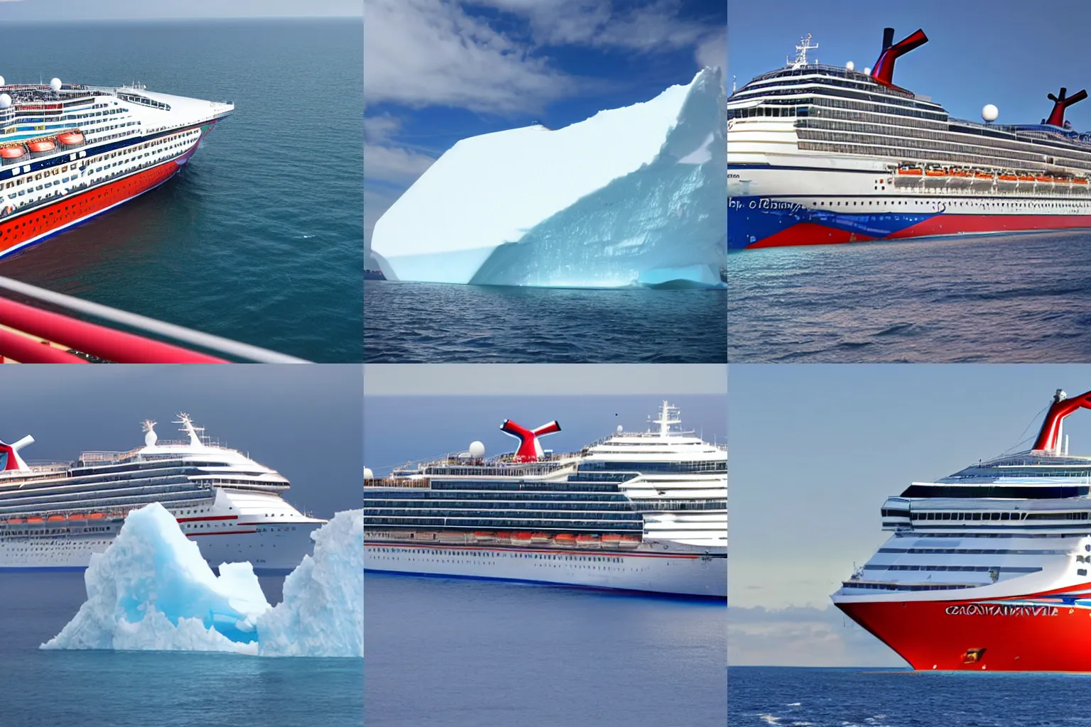 Prompt: carnival cruise ship hitting an iceberg