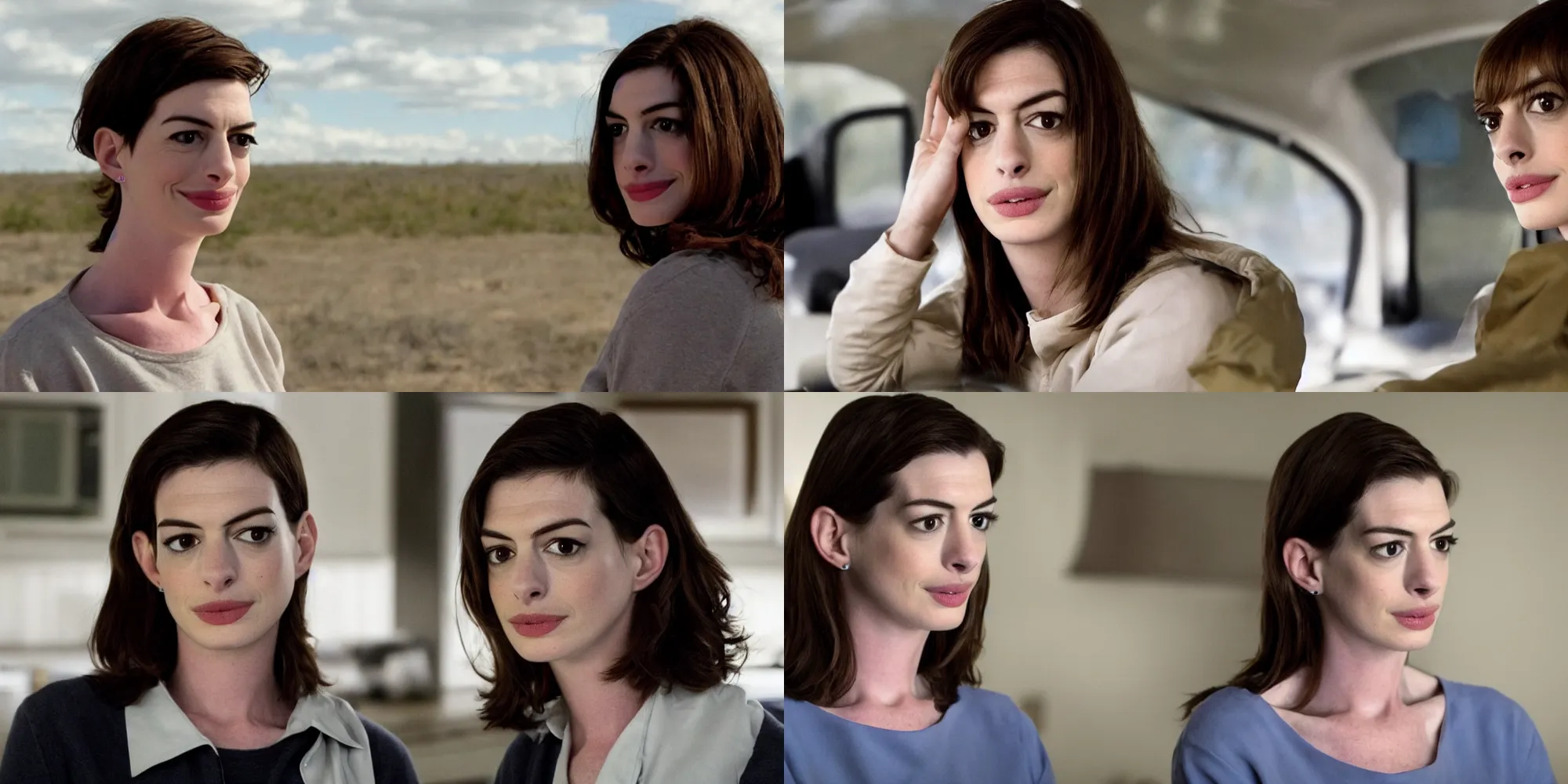 Prompt: Anne Hathaway in Breaking Bad, film footage