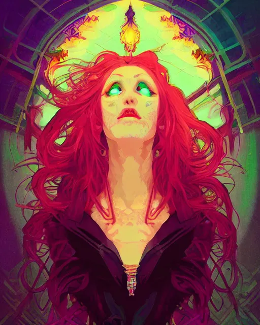 Image similar to glitch art vampire, glitches, vaporwave, highly detailed, very intricate, art nouveau pixelated, neon glitch, chromatic aberration, harsh lighting, award - winning, disney concept art illustration by mandy jurgens and alphonse mucha and alena aenami, glitch color palette, featured on artstation