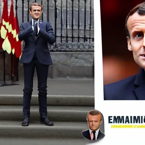 Prompt: emmanuel macron action figure