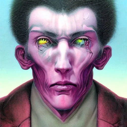 Image similar to portrait from jojo bizzare adventure painted by hirohiko araki and zdislav beksinski and wayne barlowe