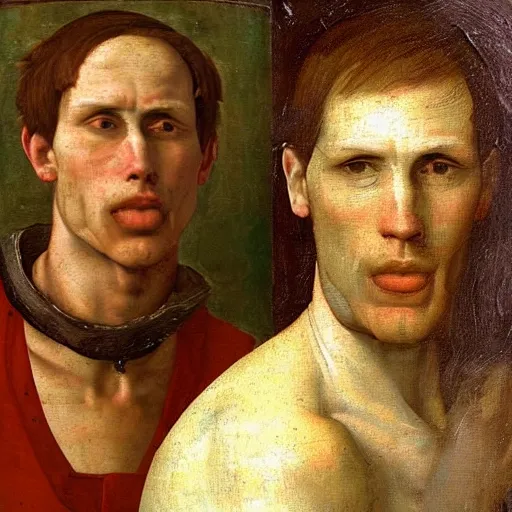 Image similar to A 14th century italian renaissance oil painting of Jerma985, portrait of Jerma985, grainy, realistic, very realistic, hyperrealistic, highly detailed, very detailed, extremely detailed, very neat, very epic, very cool, detailed, trending on artstation