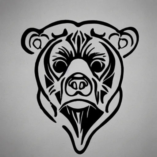 Image similar to concept tattoo design, stencil, bear, claws bear