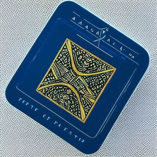 Prompt: playing card back, square, blue