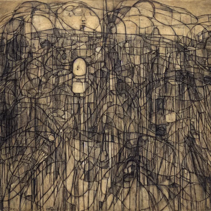 Prompt: artwork about the emancipation road, by margaret macdonald mackintosh. atmospheric ambiance. depth of field and tridimensional perspective. foggy, melancholic.