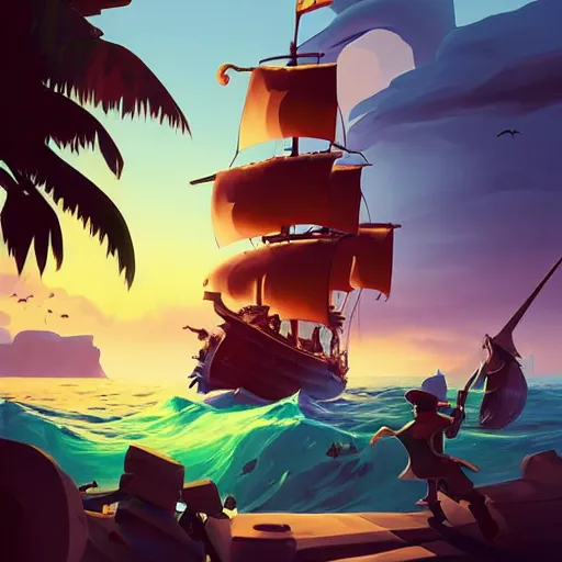 Image similar to painting jack the pirate on sea of thieves game avatar hero smooth face median photoshop filter cutout vector behance hd by jesper ejsing, by rhads, makoto shinkai and lois van baarle, ilya kuvshinov, rossdraws, illustration, art by ilya kuvshinov and gustav klimt