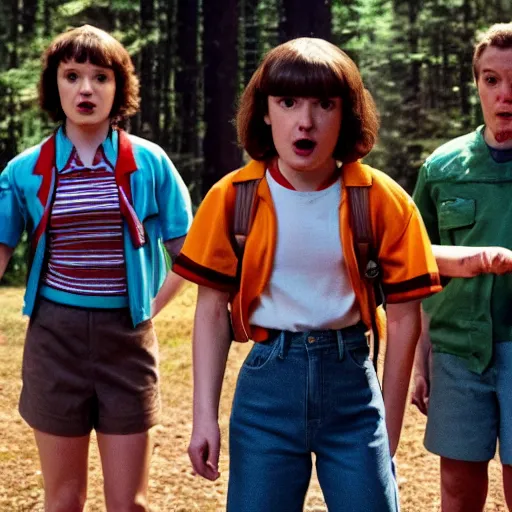 Image similar to movie still from the next season of stranger things on netflix