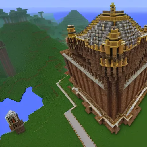 Prompt: Epic castle built in Minecraft