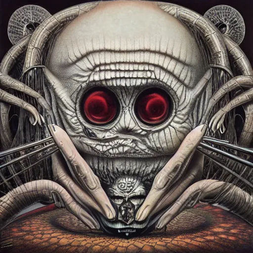 Image similar to album cover art, by mark ryden, by hr giger, hd, hyper detailed, 4 k