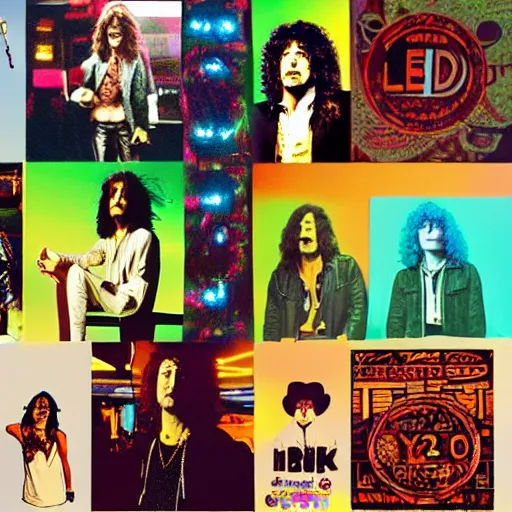 Image similar to led zeppelin in y 2 k aesthetic, led zeppelin 1 9 9 9, 2 0 0 0, 2 0 0 1