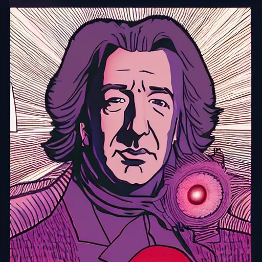 Image similar to alan rickman retro minimalist portrait! moebius starwatcher comic by jean giraud, portrait 8 k