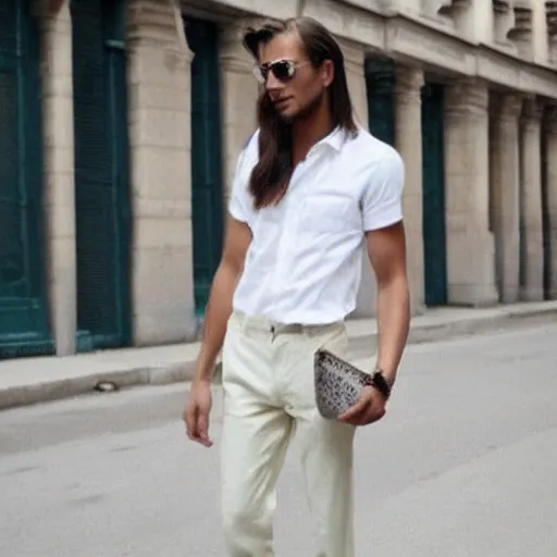 person wearing off white shirt and nice pants combo, Stable Diffusion
