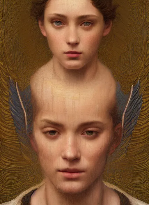 Image similar to intricate oil painting portrait by John William Godward and Anna Dittman and Laurie Greasley and Victo Ngai and Taro Okamoto and Caspar David Friedrich depicting gabriel the archangel, evening, atmospheric lighting, intricate detail, cgsociety, hyperrealistic, octane render, RPG portrait, ambient light, dynamic lighting