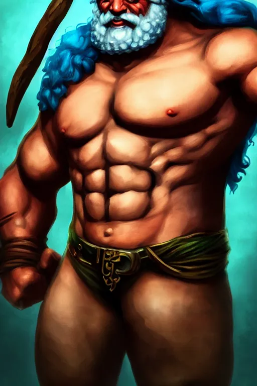 Image similar to character portrait of buff barbarian karl marx with a tattoo of an eye on the forehead, dungeons and dragons artwork, dynamic composition, dramatic lighting, trending on artstation, award winning art, stylized painting by leonardo da vinci, raphael and richard corben, concept art, 4 k, 8 k, gold and teal color scheme