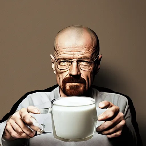 Image similar to walter white drinking milk