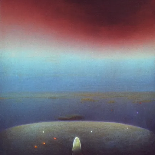 Prompt: skylab landing bay, beksinski, trending on artstation