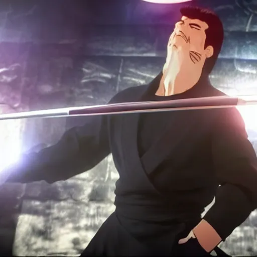 Prompt: simon cowell committing seppuku, anime style, gorgeous lighting, unreal engine