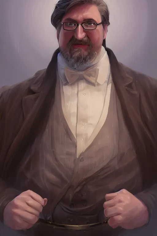 Prompt: centered detailed long shot character concept of a distinguished gentleman with a salt and pepper goatee, realistic character concept, elegant proportions, vibrant colours, elegant pose, fantasy, illustration, a hint of gabe newell face and body, artstation, cinematic lighting, hyperdetailed, cgsociety, 8k Resolution, high resolution, Charlie Bowater, Tom Bagshaw, Tom Richmond, insanely detailed and intricate, beautiful, elegant, golden ratio, royal insignia in background