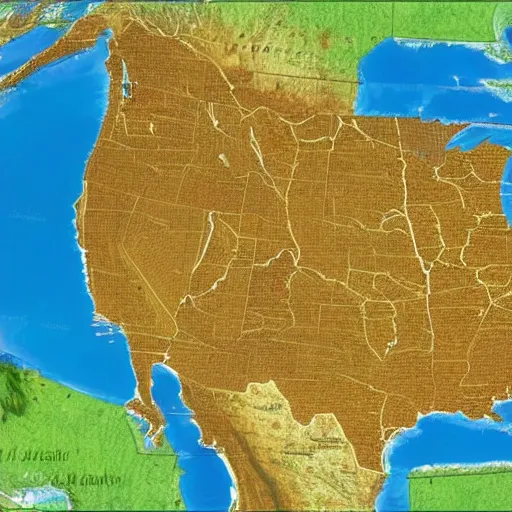 Image similar to A detailed 3D map of The USA