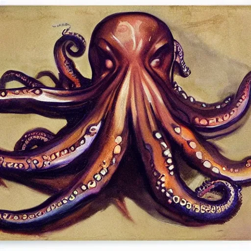 Prompt: octopus painted by john singer sargent