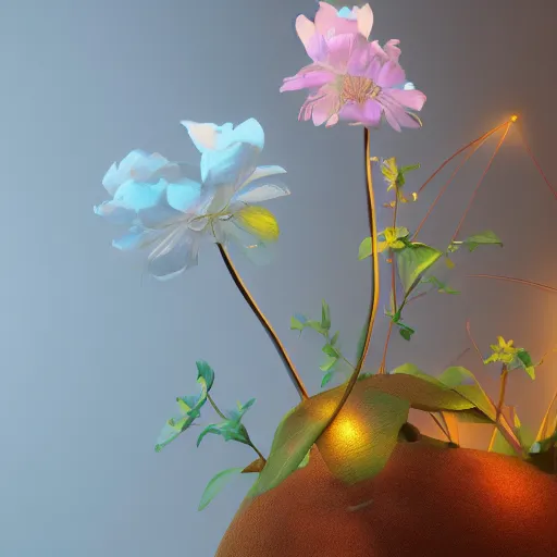 Prompt: Luminescent flower blooming at twilight, cgsociety, r /art, trending on artstation, artstationHD, octane render, highly detailed, cel-shaded, vray