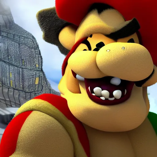 Prompt: bowser doing cocaine, realistic, 4 k, render