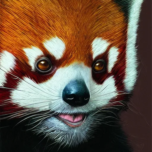 Image similar to red panda as a realistic scifi cyberpunk character, closeup portrait art by donato giancola and greg rutkowski, vintage retro scifi, realistic face, digital art, trending on artstation, symmetry!!!