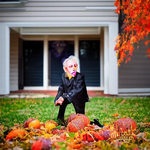 Image similar to christopher walken trick or treating on halloween, ( sony a 7 r iv, symmetric balance, polarizing filter, photolab, lightroom, 4 k, dolby vision, photography awardm, voque, perfect face )