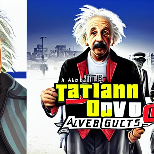 Image similar to albert einstein gta 5 cover art