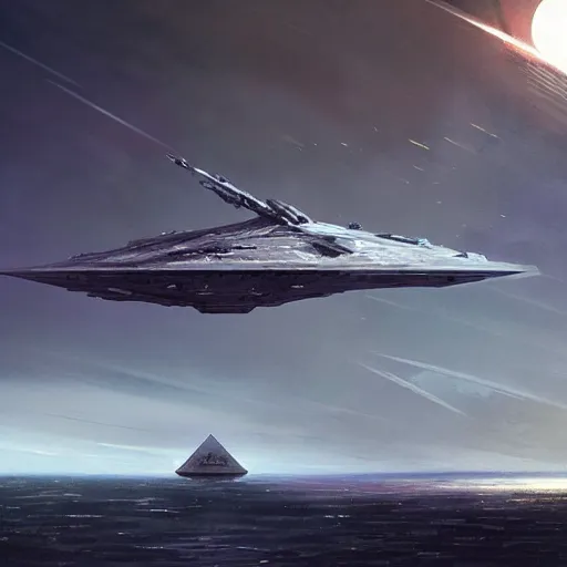 Prompt: concept art of an star destroyer by greg rutkowski