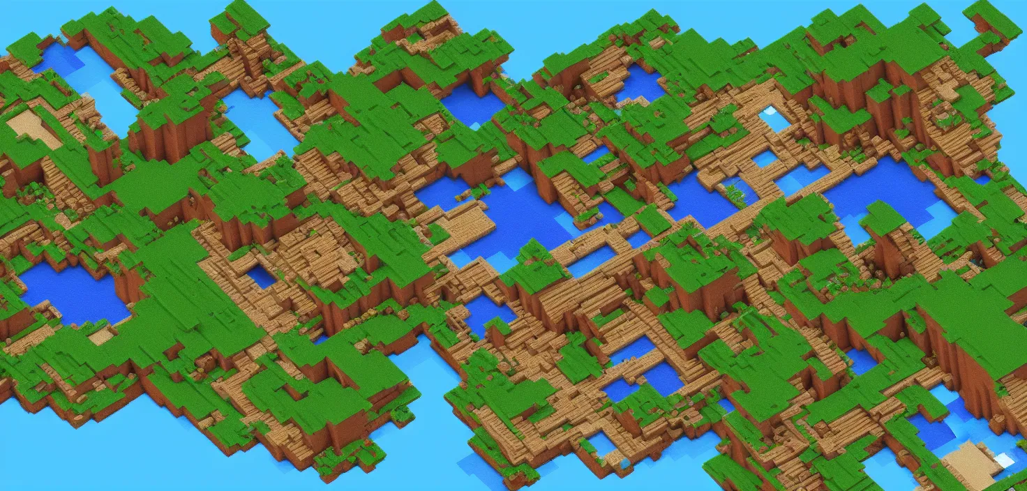 Image similar to Minecraft island inhabited by robots, pixel art, style of minecraft, digital art