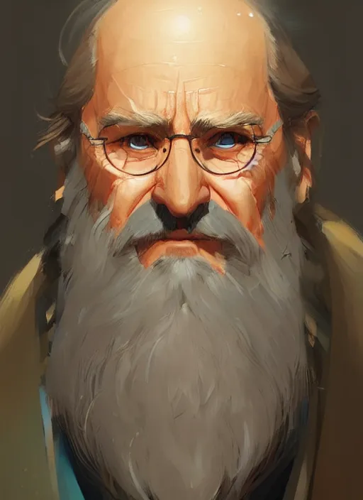 Prompt: old man with short beard, long hair! robes! modern, colourful!! highly detailed, digital painting, artstation, concept art, sharp focus, illustration, by greg rutkowski