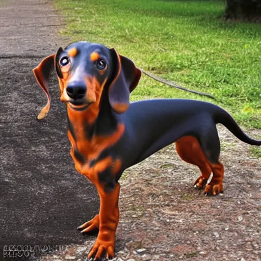 Prompt: realistic photo of a extra long dachshund dog