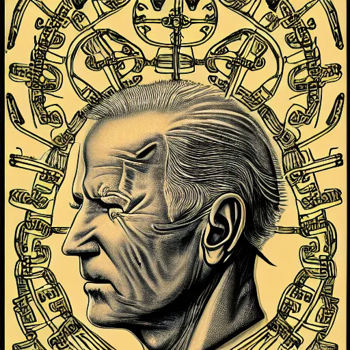 Prompt: Medical diagram of Joe Biden by Ernst Haeckel, highly detailed, scientific illustration