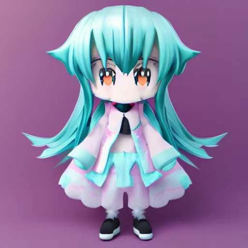 Prompt: cute fumo plush of a girl who controls the spirits, ghost swarm, particle sim, blue and pink lens flare, anime girl, vray