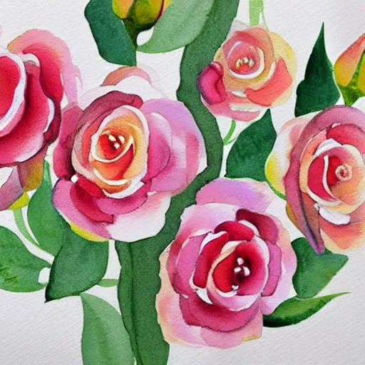 Prompt: watercolor autumn roses