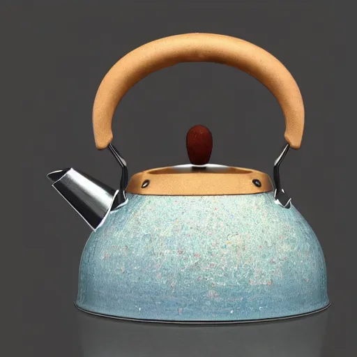 Prompt: kettle with opal texture, photography