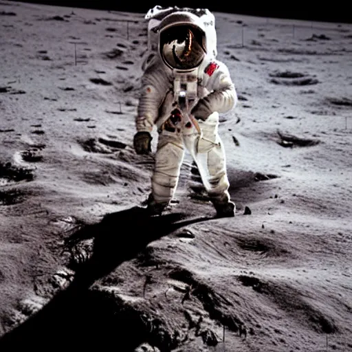 Image similar to an astronaut riding a unicorn on the moon, nasa image