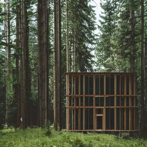 Image similar to a building in the middle of a forest, architecture