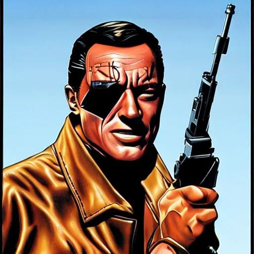 Image similar to Gene Kelly as the terminator, by Steve Dillon, hyperrealism