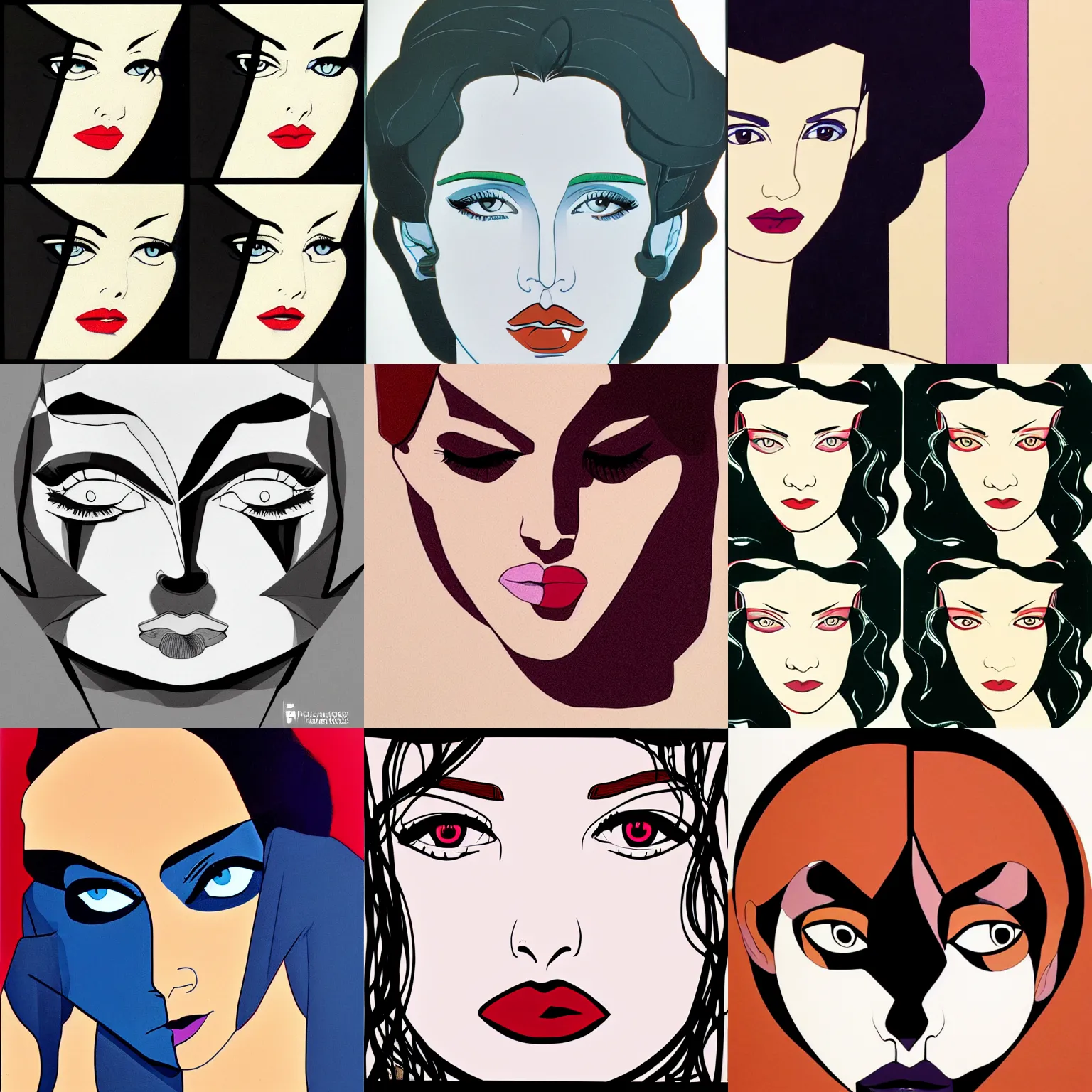 Prompt: art by patrick nagel, symmetrical face, beautiful eyes, 4k