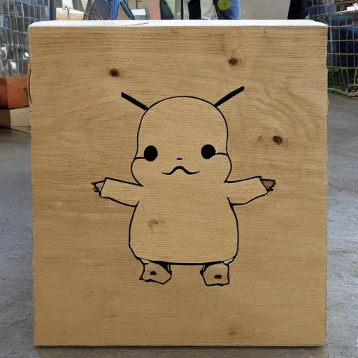 Image similar to a plywood pikachu