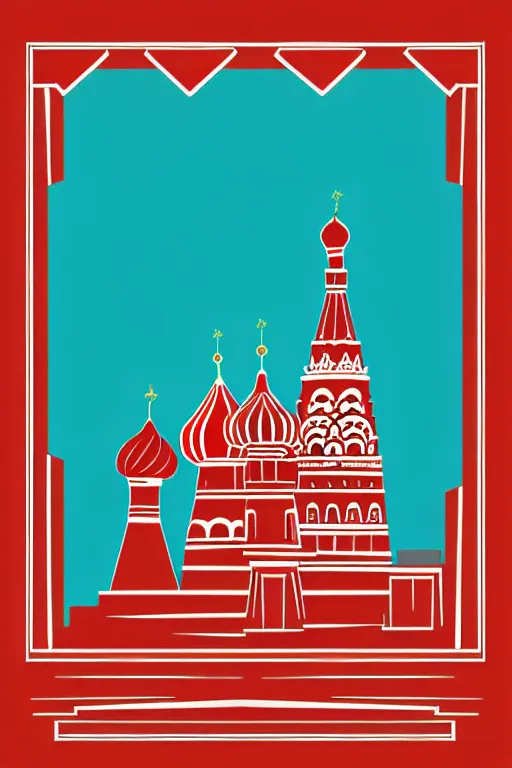 Prompt: minimalist boho style art of colorful moscow red square, illustration, vector art