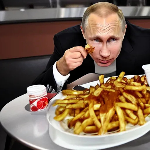 Image similar to Vladamir Putin eating some poutine