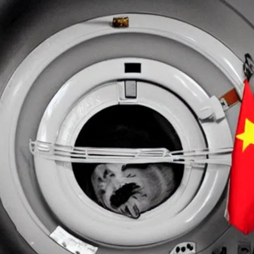 Prompt: xi jinping stuck in the washing machine