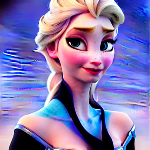 Image similar to Greg Manchess portrait painting of Elsa from Frozen as Overwatch character, medium shot, asymmetrical, profile picture, Organic Painting, sunny day, Matte Painting, bold shapes, hard edges, street art, trending on artstation, by Huang Guangjian and Gil Elvgren and Sachin Teng