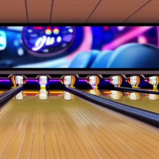 Prompt: bowling alley screen