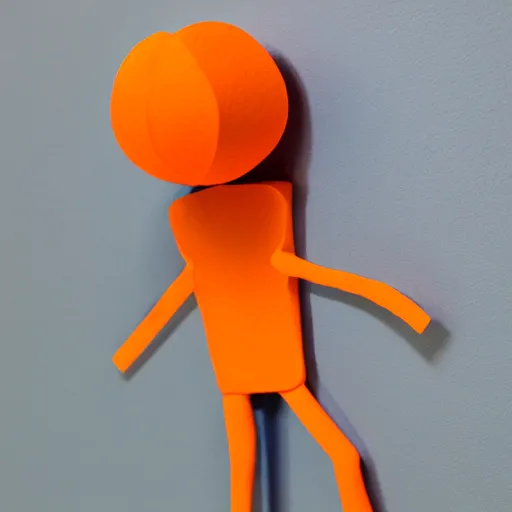 Prompt: 3 - d cartoon orange stick man in lifescience, veeva