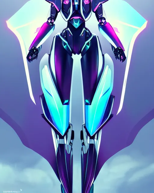 Image similar to uncropped iridescent feminine mecha ( with futuristic jet armor and wings ) with a heart visor helmet, symphogear, full body character portrait, hi - tech, trending on artstation, hot pink armor, digital painting, concept art, sharp focus, illustration, art by wlop and greg rutkowski