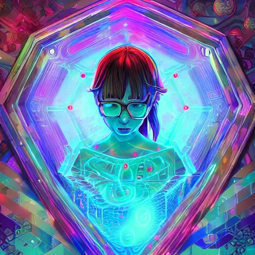 Image similar to skill magic geek inside matrix deepdream radiating a glowing aura stuff loot legends stylized digital illustration video game icon artstation lois van baarle, ilya kuvshinov, rossdraws,